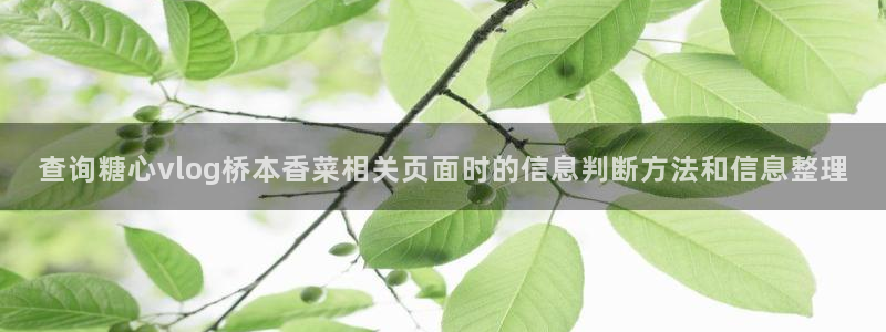 糖心vlog下载:查询糖心vlog桥本香菜相关页面时的信息判断方法和信息整理